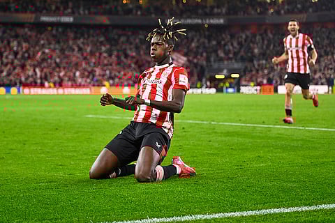 Europa League 2024-25: Athletic Bilbao's Nico Williams celebrates after scoring his side's opening goal