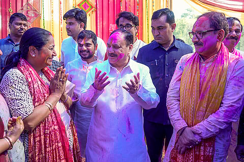 Holi celebrations at Nadda's residence