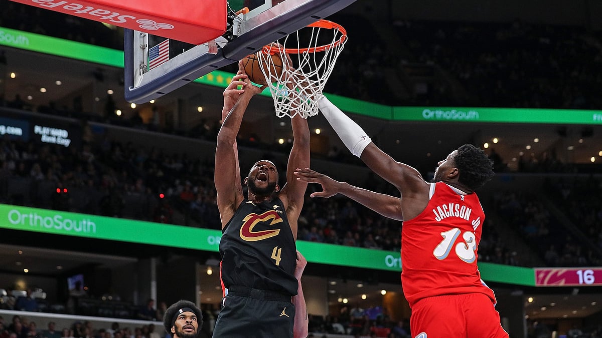 Cleveland Cavaliers forward Evan Mobley attempts a shot vs. the Memphis Grizzlies on March 14, 2025.