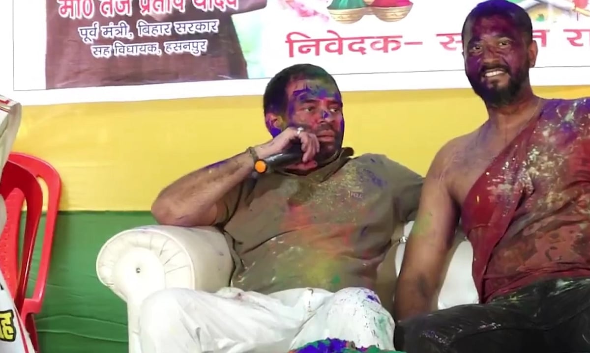 PTI : Yadav also drove a scooter on the streets adjoining his house, screaming "Happy Holi Paltu Chacha", a taunt obviously aimed at Chief Minister Nitish Kumar, who has aligned with and dumped the RJD twice.