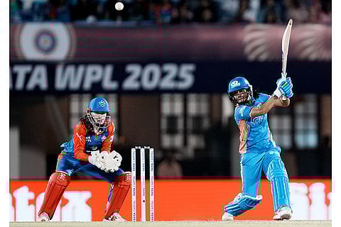 WPL Final 2025 MI vs DC: Mumbai Indians' Harmanpreet Kaur plays a shot