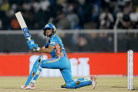 WPL Final 2025 MI vs DC: Mumbai Indians batter Harmanpreet Kaur plays a shot