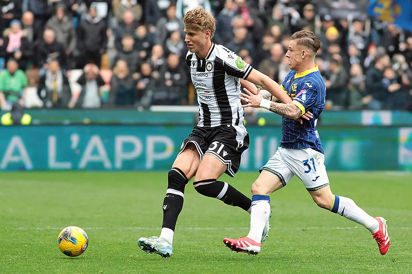 Italian Serie A soccer match Udinese vs Hellas Verona: Thomas Kristensen