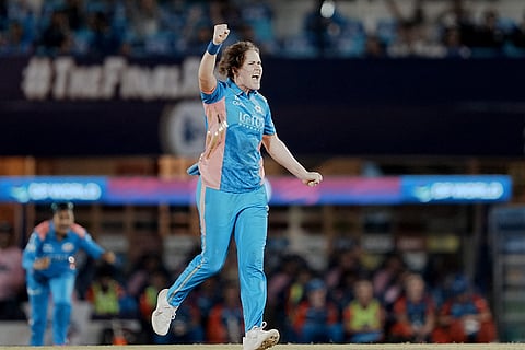 WPL Final 2025 MI vs DC: Mumbai Indians' Nat Sciver-Brunt celebrates the wicket of Delhi Capitals' Meg Lanning