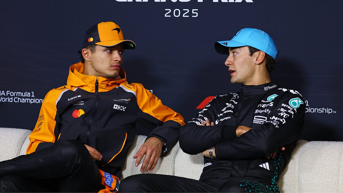 Lando Norris and George Russell at the Australian Grand Prix.