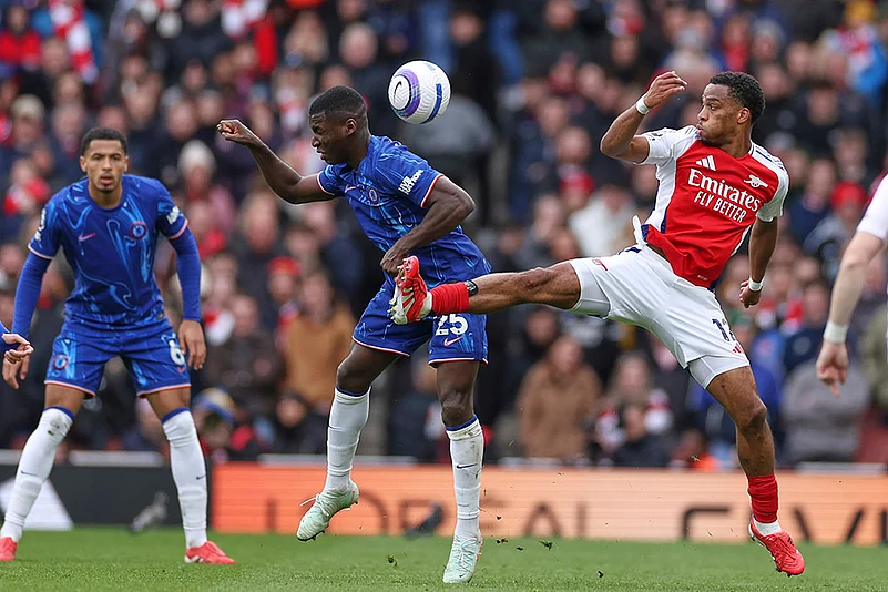 English Premier League Soccer match Arsenal Vs Chelsea: Jurrien Timber