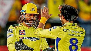 X/ChennaiIPL : File photo of MS Dhoni with Chennai Super Kings teammate Ravindra Jadeja.