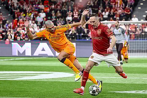Beckenbauer Cup 2025: Real Madrid's Pepe, left, in action against Bayern Munich's Franck Ribery