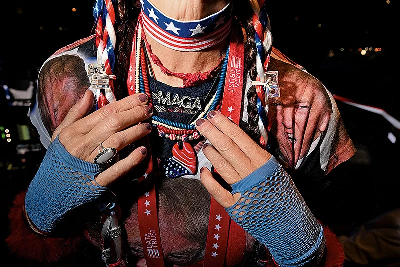 A Trump supporter sporting a ‘Make America Great Again’ t-shirt