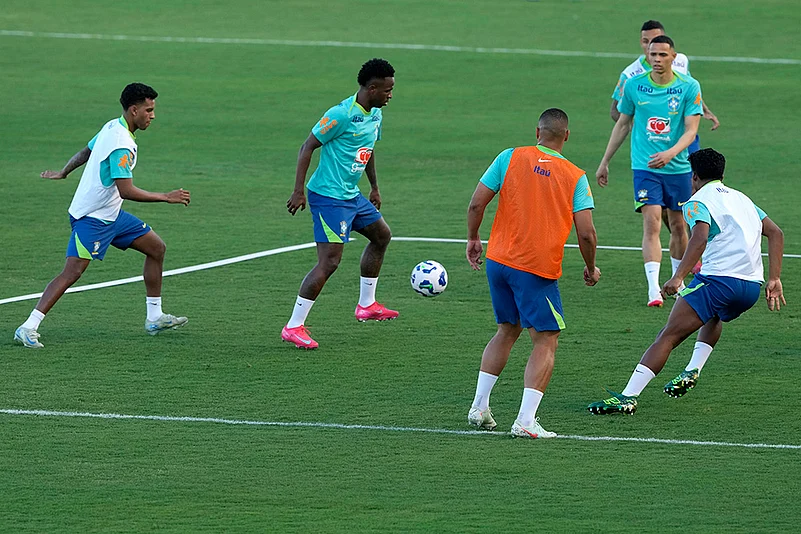 FIFA World Cup 2026 soccer Qualifiers: Brazil Football players training