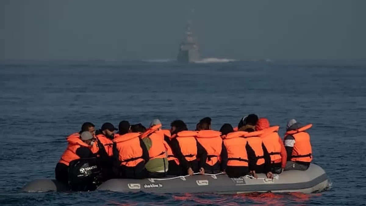 Representational Image : The Border Force arrive to collect occupants of an inflatable craft carrying migrant men, women and children as they cross the shipping lane in the English Channel on July 22, 2021 off the coast of Dover, England.(Representational Image)