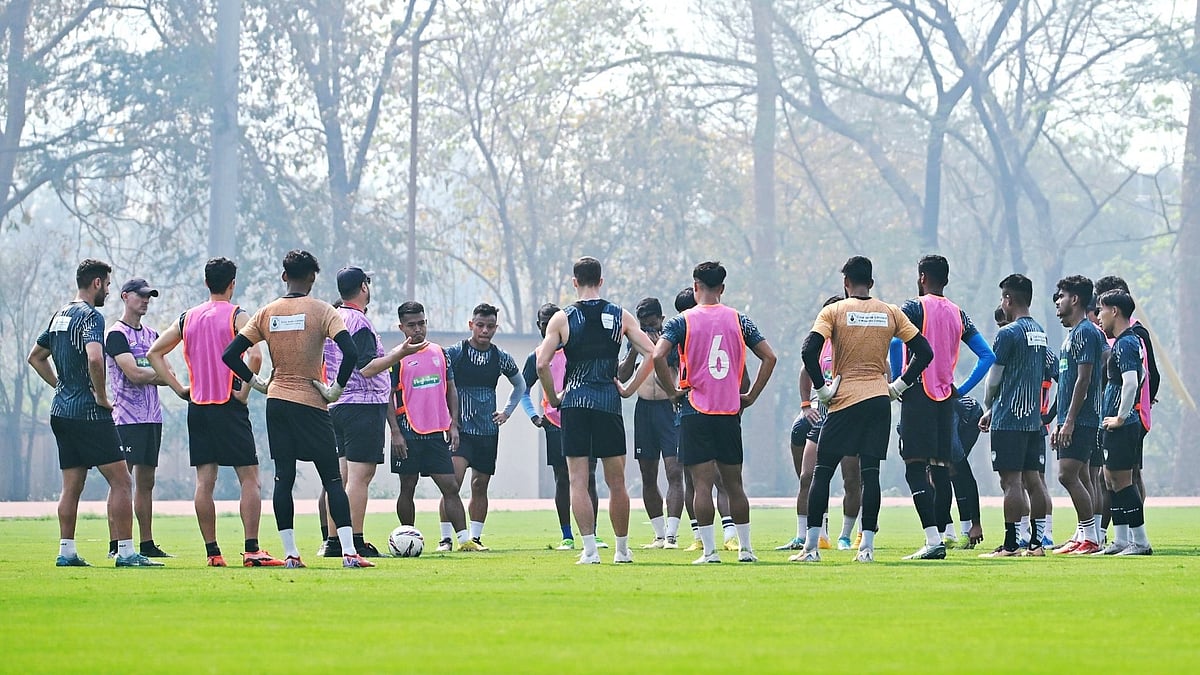 northeast united fc X players during a practice session.