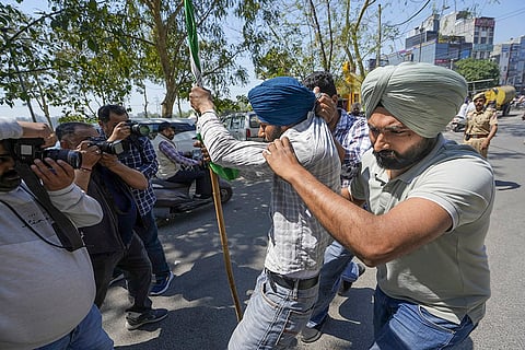 Farmers protest near Dy Commissioner office