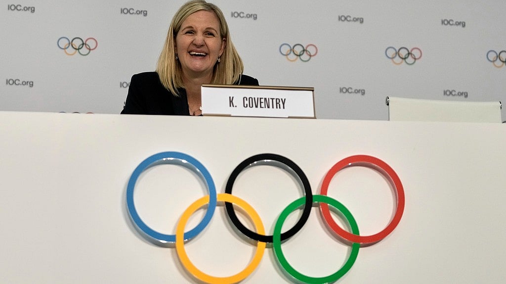 AP : Kirsty Coventry laughs during a press conference after she was elected as the new IOC President at the International Olympic Committee 144th session in Costa Navarino, western Greece.