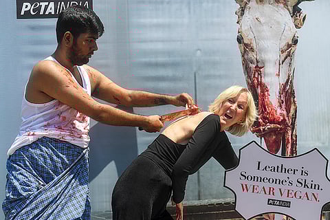 Peta protest against animal butchery