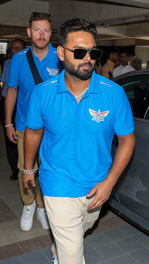 Lucknow Super Giants captain Rishabh Pant arrives for the pre-season meeting of captains and managers ahead of the Indian Premier League (IPL) 2025 at the BCCI headquarters in Mumbai on Thursday, March 20, 2025.