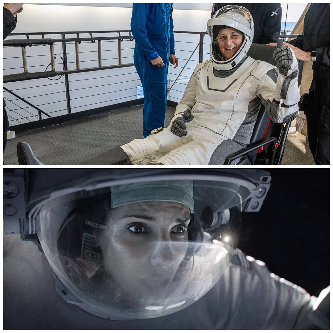 AP; IMDB : Sunita Williams and Sandra Bullock in Gravity