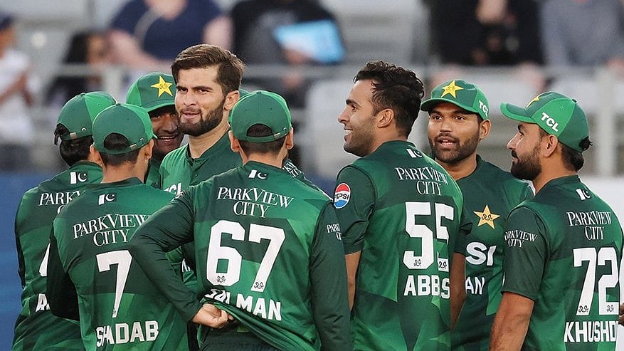 X/@TheRealPCB : The Pakistan cricket team celebrates a victory over New Zealand.
