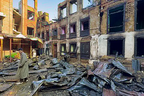 Fire incident aftermath in Anantnag