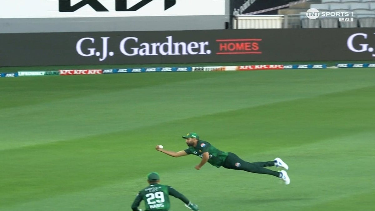 Screengrab of Haris Rauf's catch. - TNTSports