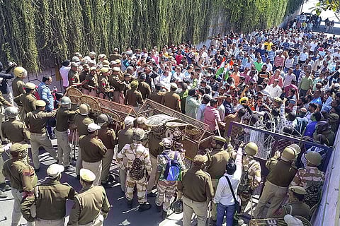 PHE workers protest rally in Jammu