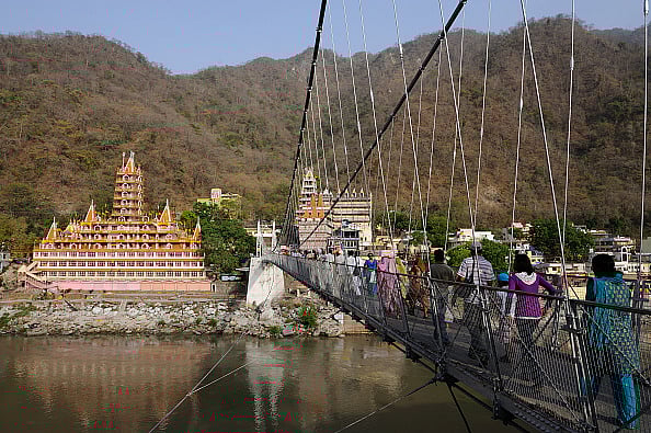 Frédéric Soltan/Corbis via Getty Images : The Ram Jhula Bridge across the Ganga in Rishikesh. 