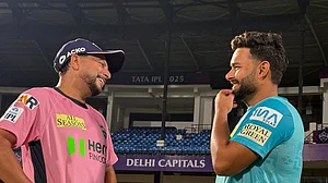 Photo: X | Delhi Capitals : Delhi Capitals spinner Kuldeep Yadav (L) with Lucknow Super Giants captain Rishabh Pant.