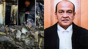 | PTI : Burnt pieces of a currency note seen among debris near the residence of Delhi High Court judge Justice Yashwant Varma, in New Delhi, Sunday, March 23, 2025