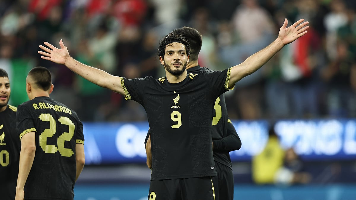 Raul Jimenez celebrates his goal against Panama