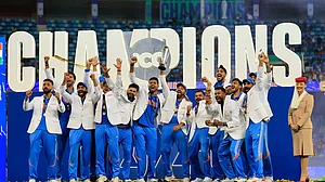 Photo: X | Shreyas Iyer : Indian cricket team after winning the ICC Champions Trophy 2025.