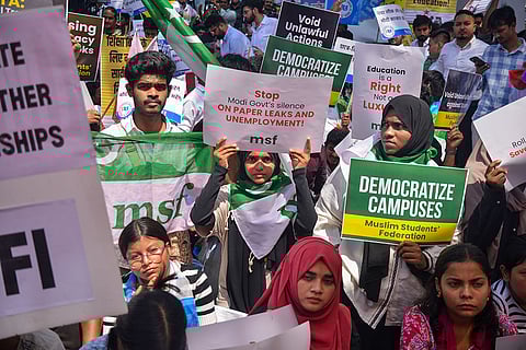 INDIA alliance student organisations protest