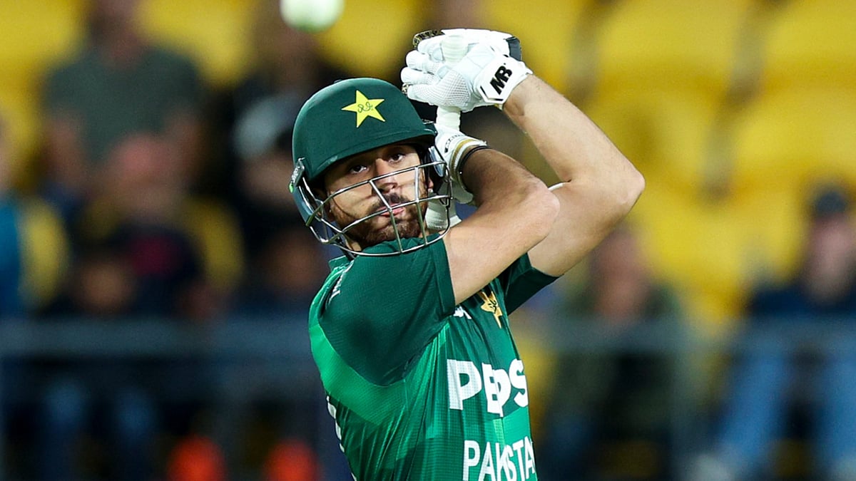 Salman Agha in action for Pakistan