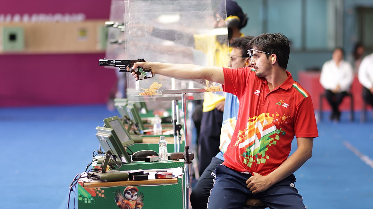 Special Arrangement : Bhat also qualified for the finals of the Men's 50m Pistol SH1, where he finished 8th.
