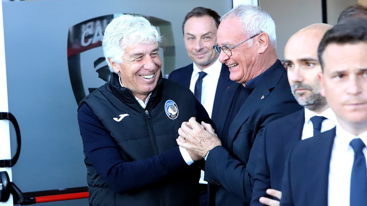 Gian Piero Gasperini pictured with Claudio Ranieri last year