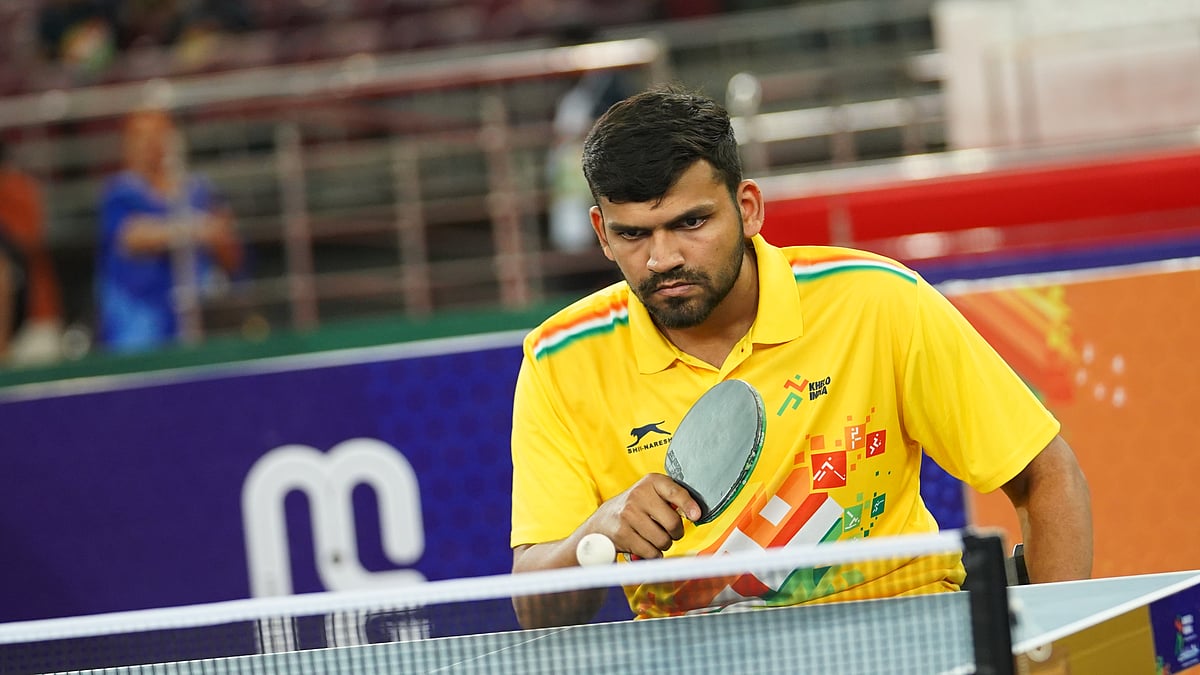Photo: Special Arrangement : Para table tennis player Rishit Nathwani during the Khelo India Para Games 2025.
