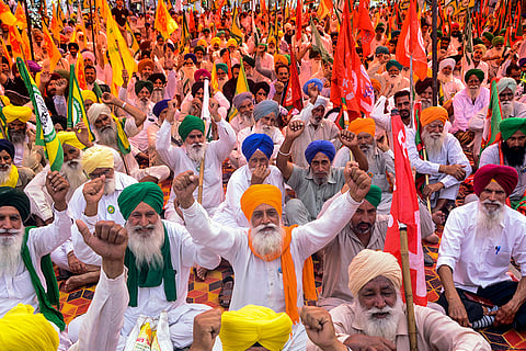 Farmer unions protest in Patiala