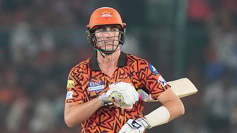 Pat Cummins in action.