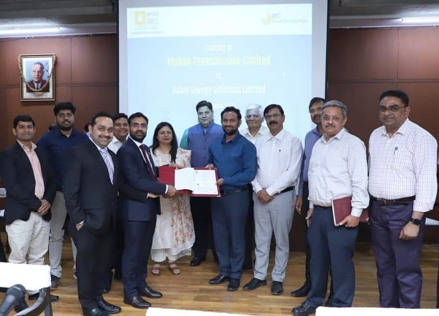 RECPDCL Handovers SPV of Intra State Transmission Project of Madhya Pradesh i.e. Mahan Transmission Limited to Adani Energy Solutions Limited