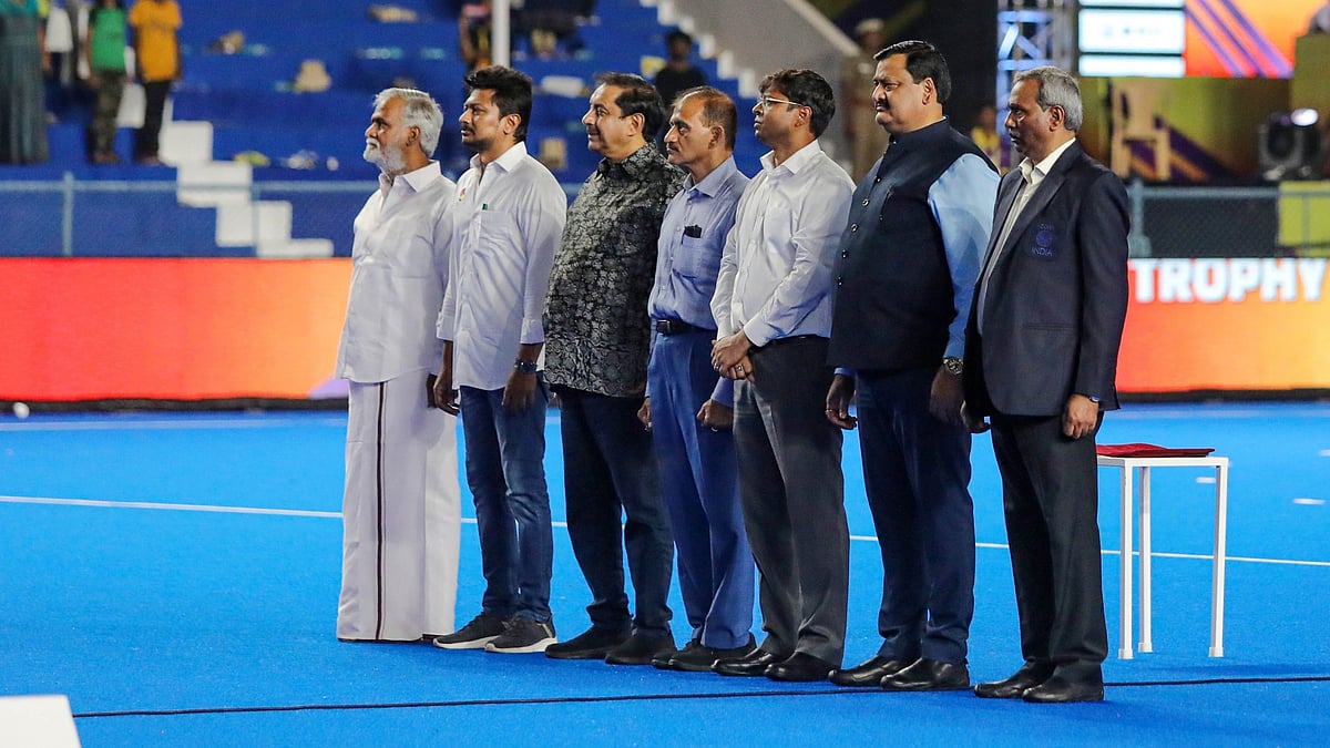 Hockey India : File photo of dignitaries, including Hockey India president Dilip Tirkey (third from right) at the Asian Champions Trophy in Chennai.