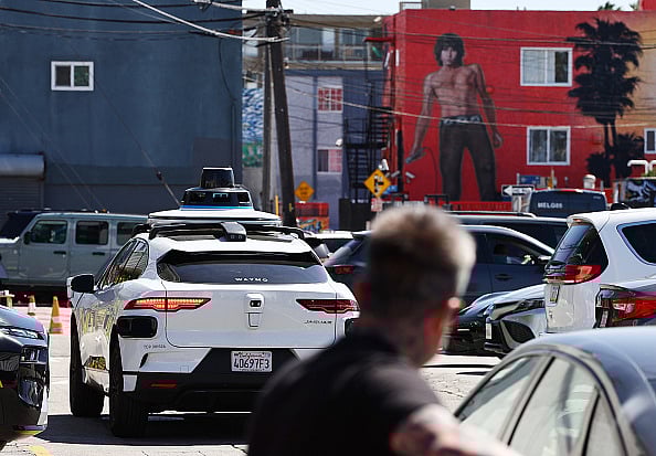 Getty : A Waymo autonomous self-driving Jaguar taxi driving near Venice Beach in Los Angeles, California.
