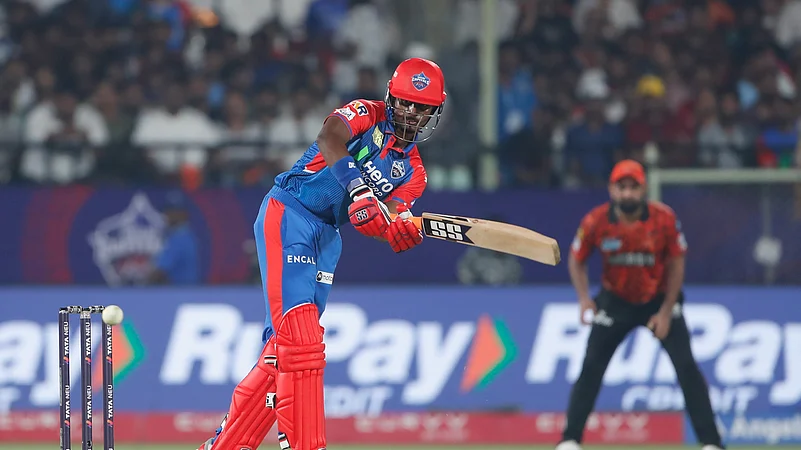 Delhi Capitals Abishek Porel plays a shot during the IPL 2025. AP