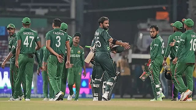 AP : File photo of Bangladesh taking on Pakistan in ICC Cricket World Cup 2023.