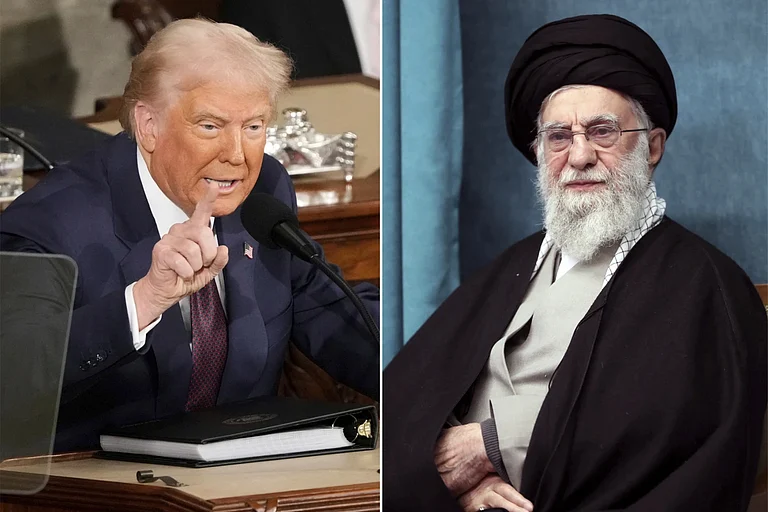 US President Donald Trump (L) and Iran's Supreme Leader Ayatollah Ali Khamenei (R) - AP