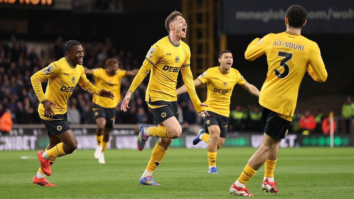 Strand Larsen celebrates scoring the winner. - null