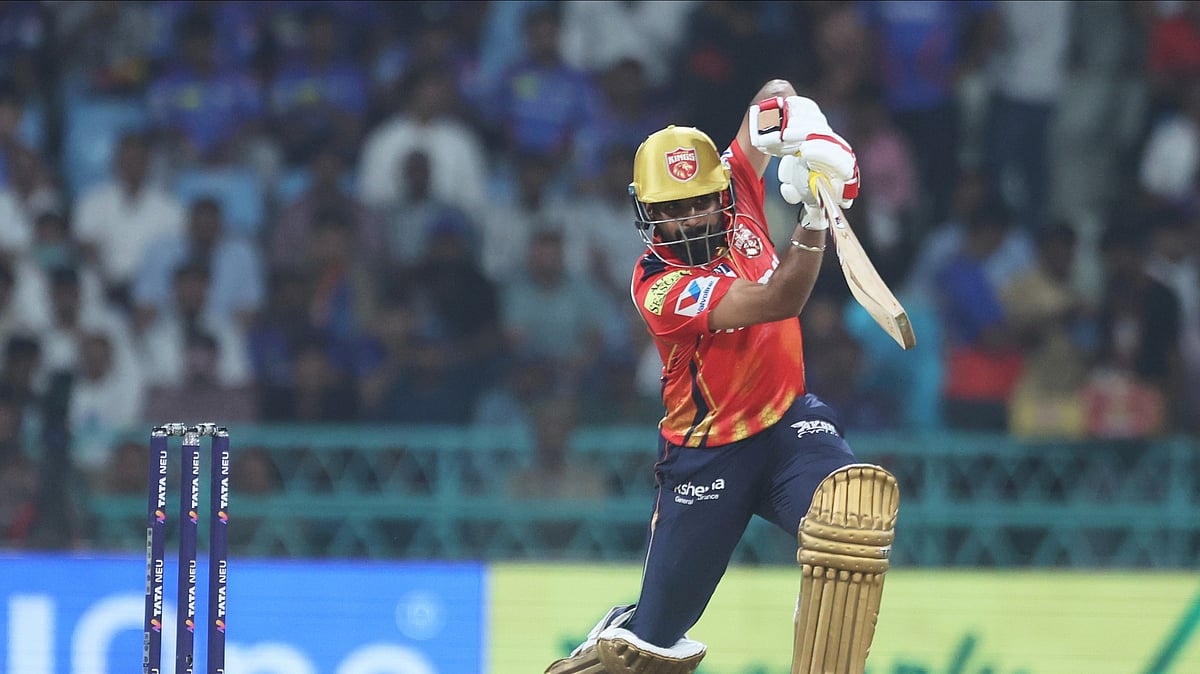 Punjab Kings Prabhsimran Singh plays a shot during the IPL 2025. AP.