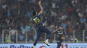 File : Mohammed Siraj celebrates for the Titans