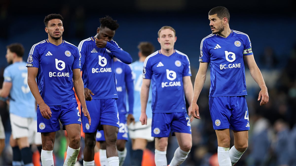 Leicester City's players look dejected after their latest defeat - null