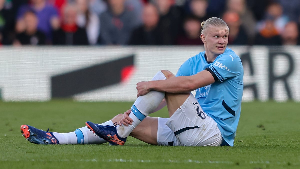 Erling Haaland fell awkwardly on Sunday and suffered an ankle injury.