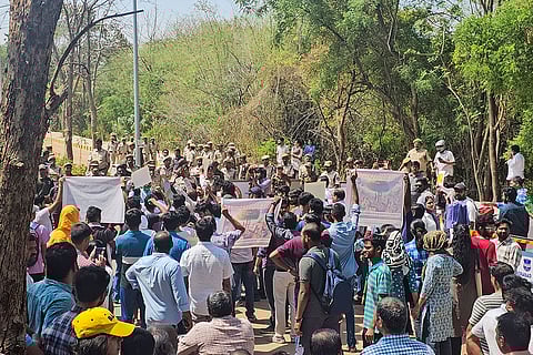 Protest at Hyderabad University over disputed land