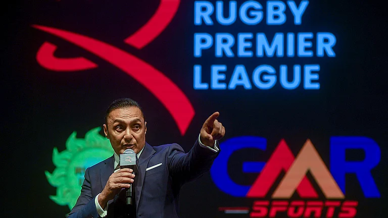 Bollywood actor and President of Rugby India Rahul Bose addresses a press conference, ahead of the launch of the Rugby Premier League (RPL). - PTI
